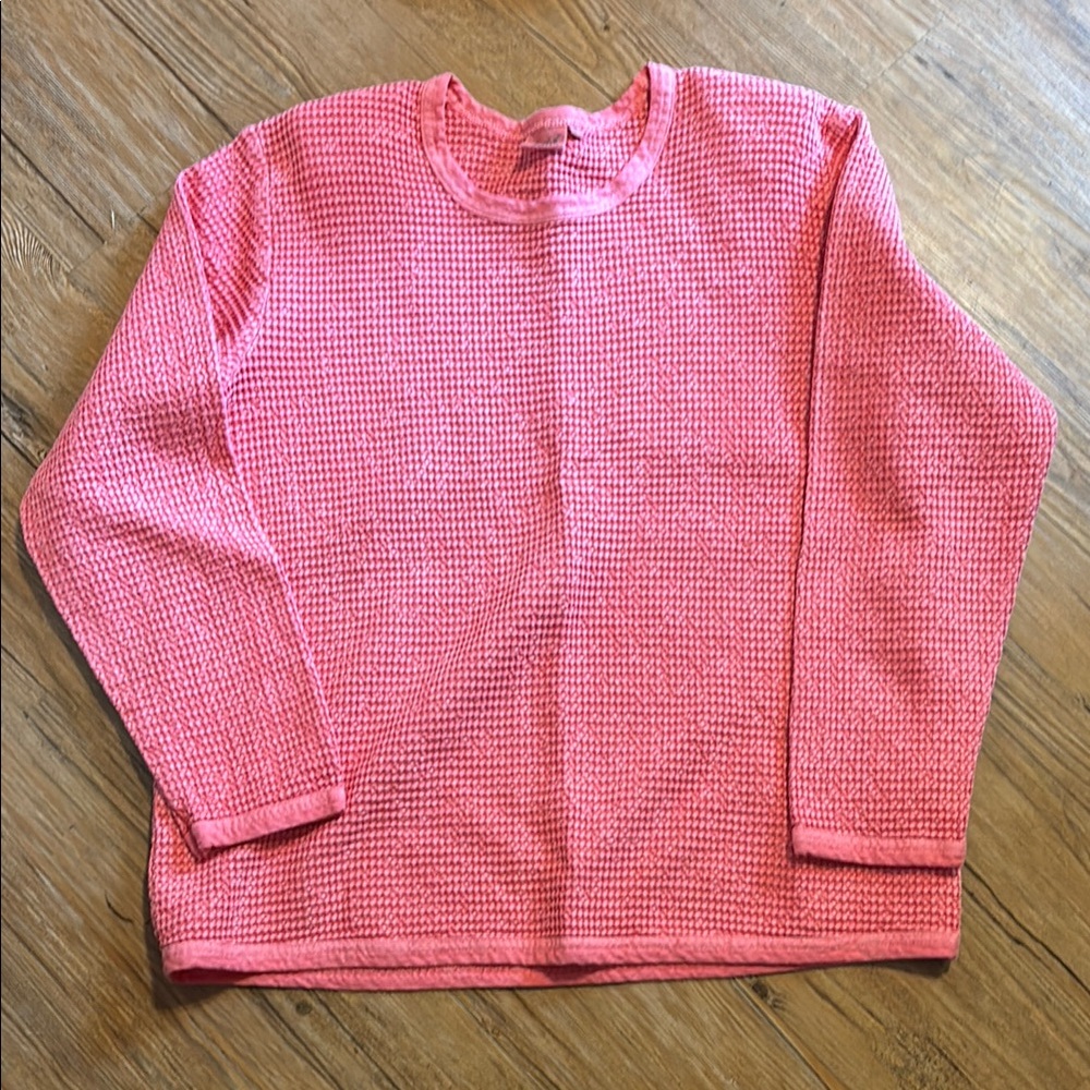 Pink/Coral Waffle Knit Crew Neck ‘Sweater’
